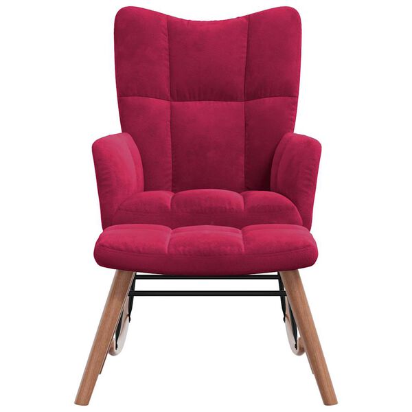 vidaXL Chaise &agrave; bascule avec repose-pied Rouge bordeaux Velours