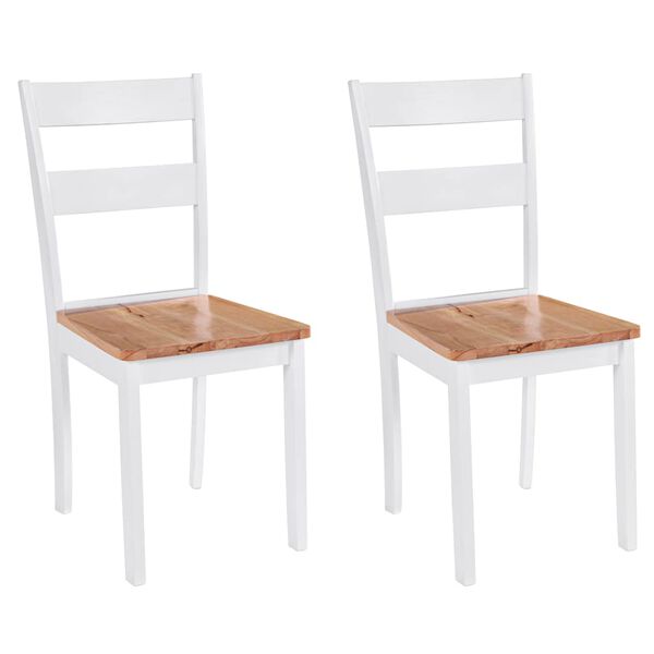 vidaXL Chaises à manger lot de 2 blanc bois hévéa massif