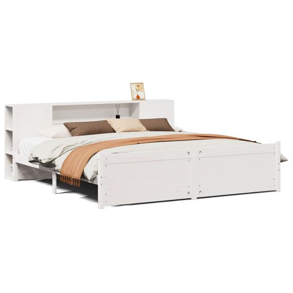 vidaXL Lit biblioth&egrave;que sans matelas blanc 180x200 cm bois pin massif