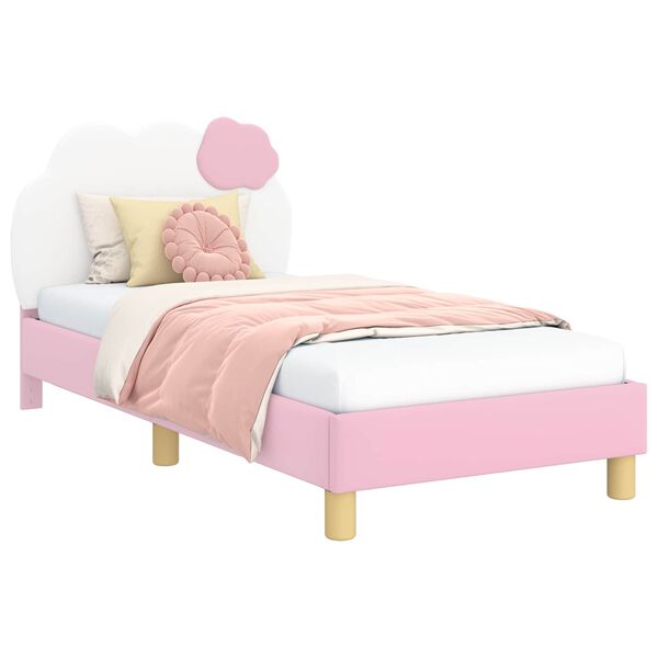 vidaXL Cadre de lit pour enfants avec t&ecirc;te de lit Rose 80 x 160 cm PU