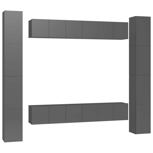 vidaXL Ensemble de meubles TV 6 pcs Gris brillant Bois d'ingénierie