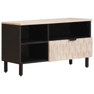 vidaXL Meuble TV avec tiroir Finition Lavage Blanc 80 x 33 x 46 cm