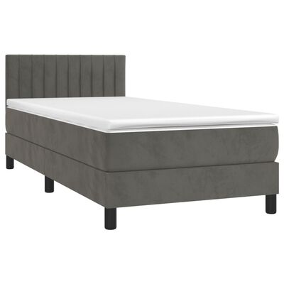 vidaXL Sommier à lattes de lit et matelas Gris foncé 80x200 cm Velours