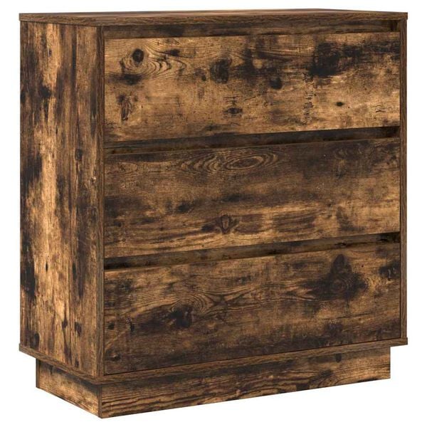 vidaXL Cabinet de chevet avec tiroir Chêne fumé 71 x 34,5 x 75 cm
