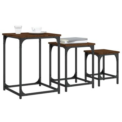 vidaXL Tables basses gigognes 3 pcs chêne marron bois d'ingénierie