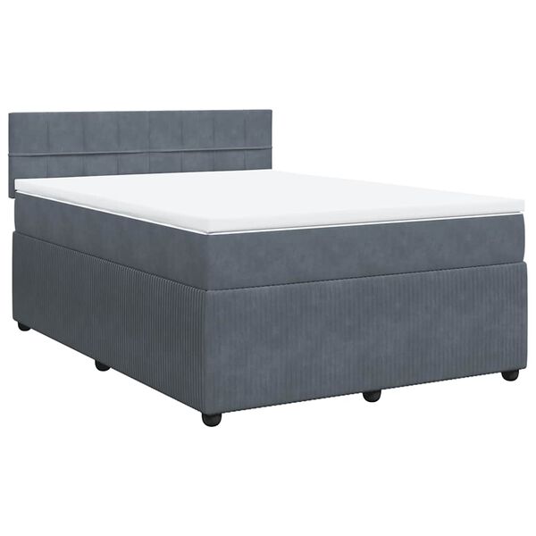 vidaXL Sommier &agrave; lattes de lit et matelas Gris fonc&eacute; 140x200cm Velours
