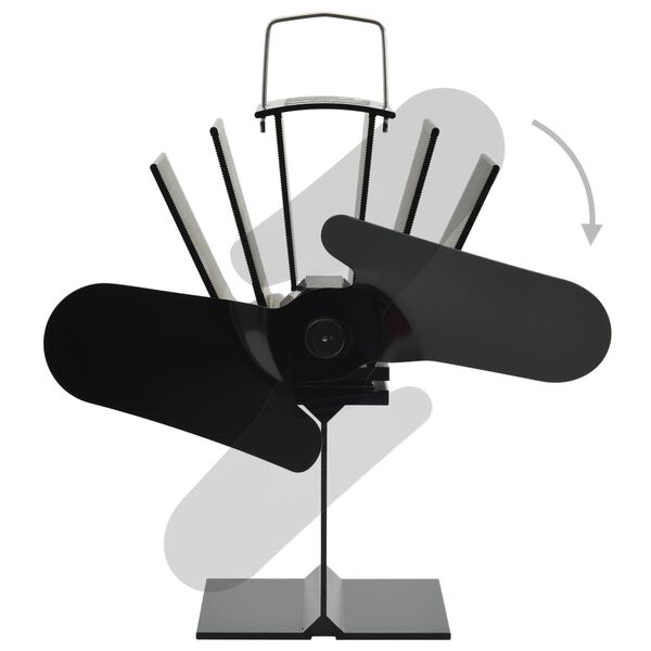 vidaXL Ventilateur de po&ecirc;le aliment&eacute; par chaleur 2 pales Noir