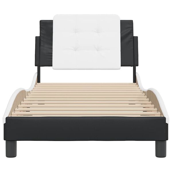 vidaXL Cadre de lit sans matelas Zadar noir et blanc 80x200 cm similicuir