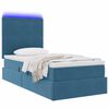 vidaXL Lit avec rangement et LED Bleu fonc&eacute; 90 x 190 cm Velours