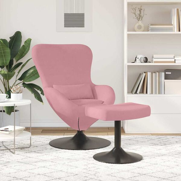 vidaXL Chaise &OElig;uf avec Pouf Rose Velours