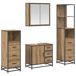 vidaXL Ensemble de mobilier de salle de bain 4 pc Ch&ecirc;ne artisanal