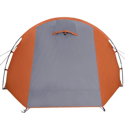 vidaXL Tente de camping tunnel 4 personnes gris et orange imperméable