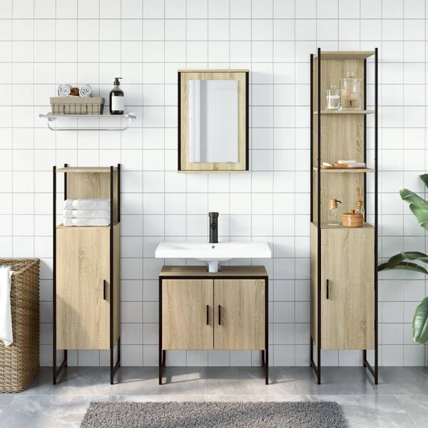vidaXL Ensemble de meubles de salle de bain 4 pcs ch&ecirc;ne sonoma