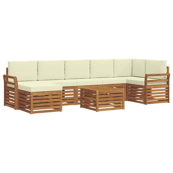 vidaXL Ensemble de canap&eacute; d'angle avec coussin 8 pcs Naturel et Cr&egrave;me