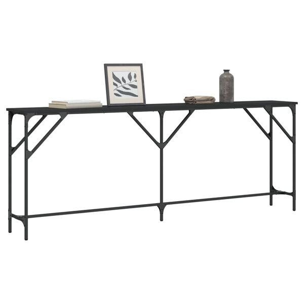 vidaXL Table console noir 200x29x75 cm bois d'ingénierie