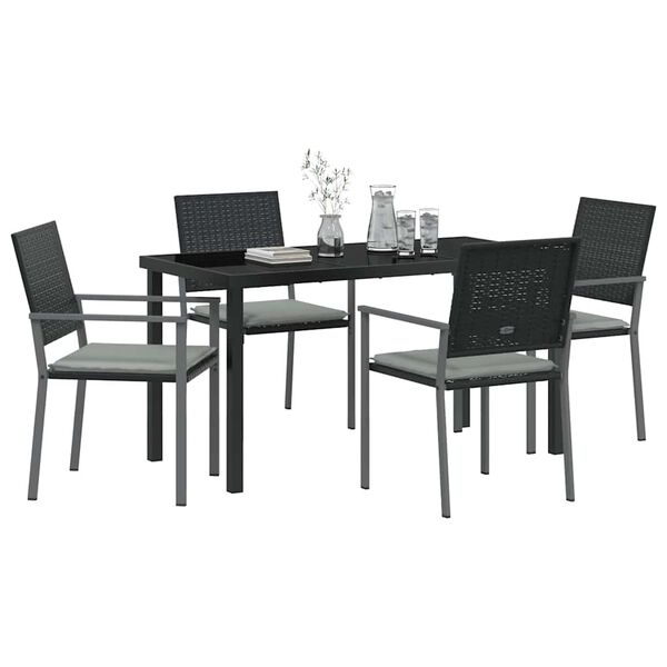 vidaXL Ensemble de salle &agrave; manger pour jardin 5 pcs Noir et Gris Clair