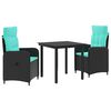 vidaXL Ensemble de salle &agrave; manger pour jardin 3 pc Noir et turquoise