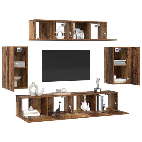 vidaXL Ensemble meuble TV 6 pcs Bois Ancien Bois d'ing&eacute;nierie
