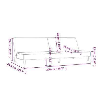 vidaXL Canapé-lit à 2 places Violet Tissu