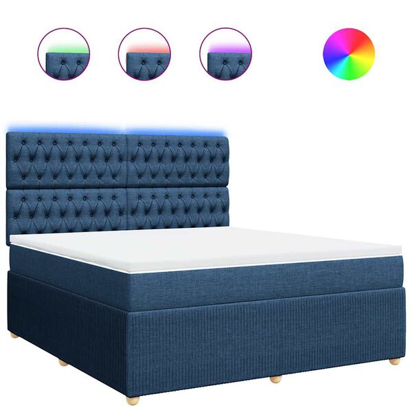 vidaXL Sommier &agrave; lattes de lit avec matelas Bleu 180x200 cm Tissu