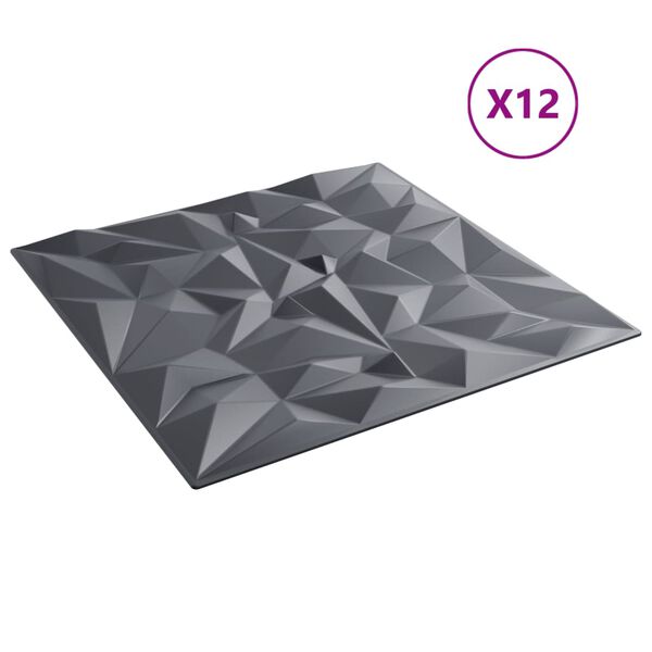 vidaXL Panneaux muraux 12 pcs gris 50x50 cm XPS 3 m² améthyste