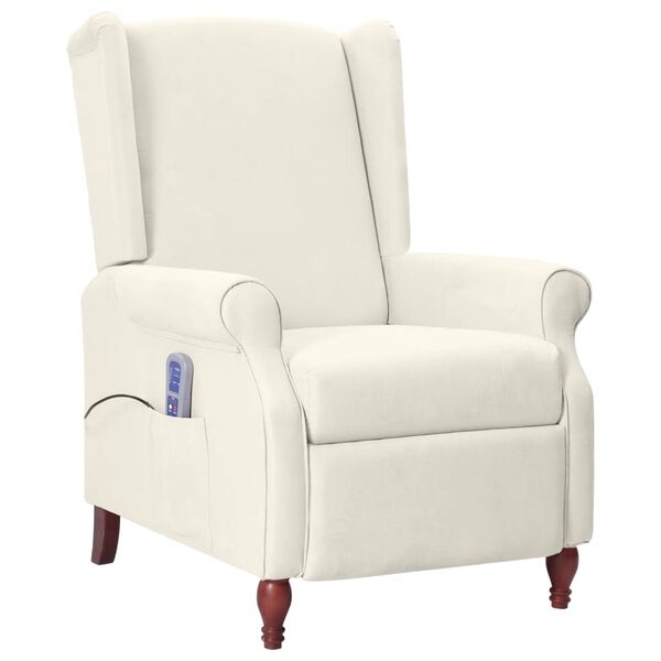 vidaXL Fauteuil de massage inclinable beige microfibre
