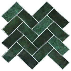 vidaXL Carreau en chevron 10 pcs Vert fonc&eacute; 30 x 30 cm