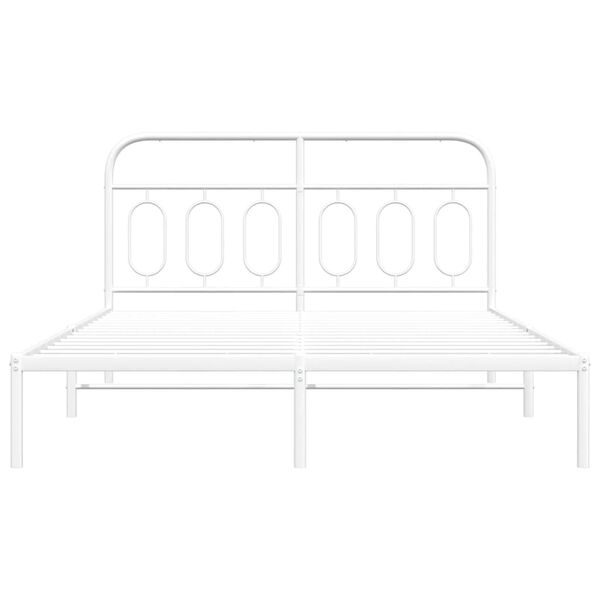 vidaXL Cadre de lit m&eacute;tal sans matelas et t&ecirc;te de lit blanc 140x200 cm