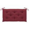 vidaXL Banc de jardin avec coussin rouge bordeaux 112 cm Teck massif