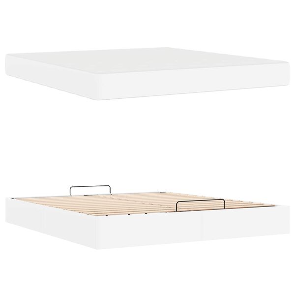 vidaXL Cadre de lit avec matelas avec matelas 2 pcs Blanc PVC