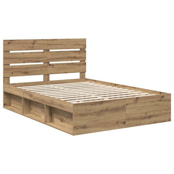 vidaXL Cadre de lit Ch&ecirc;ne artisan 140 x 190 cm Bois de pin massif