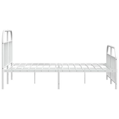 vidaXL Cadre de lit métal sans matelas et pied de lit blanc 135x190 cm