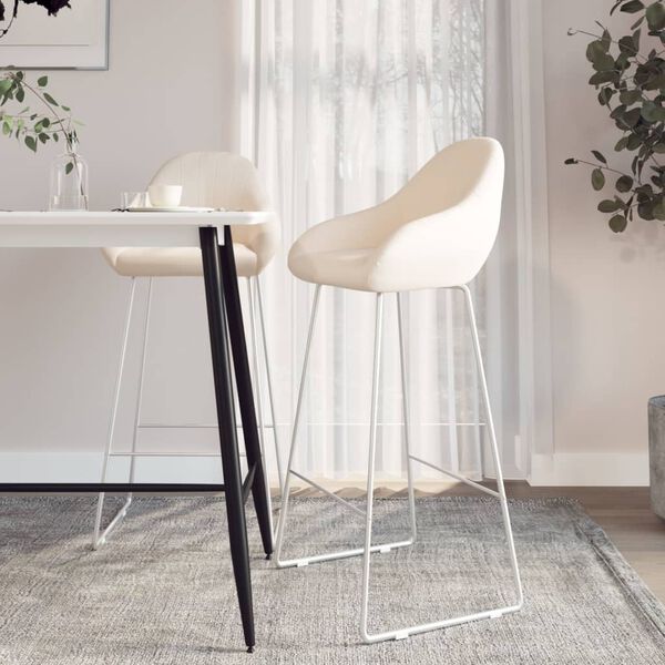 vidaXL Tabourets de bar lot de 2 cr&egrave;me velours