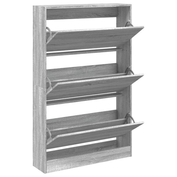 vidaXL Meuble &agrave; chaussures sonoma gris 80x21x125,5cm bois d'ing&eacute;nierie