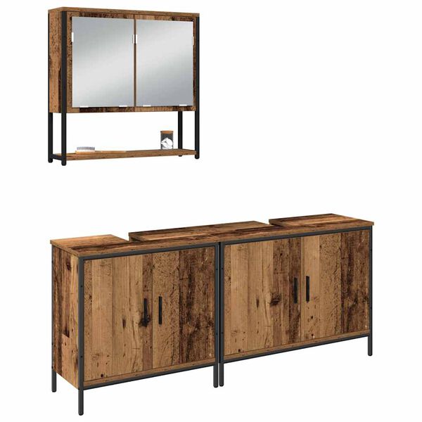 vidaXL Ensemble de mobilier de salle de bain avec &eacute;tag&egrave;re 3 pcs Marron