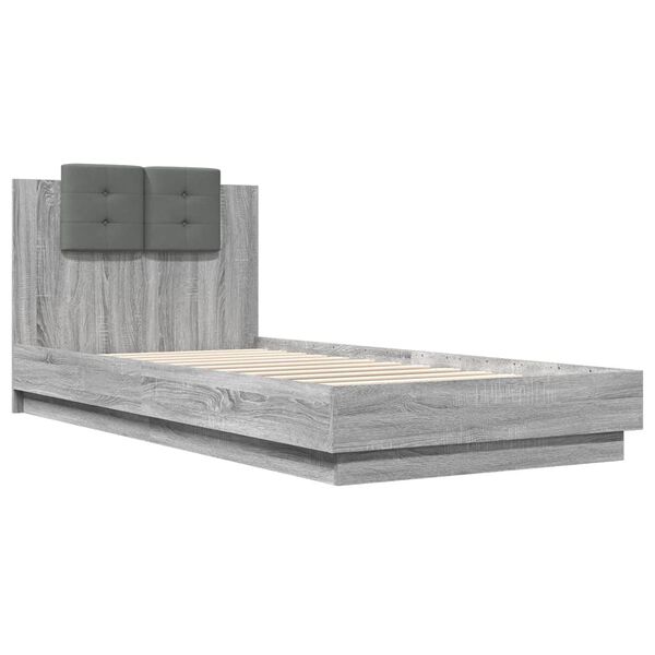 vidaXL Cadre de lit sans matelas sonoma gris 100x200 cm