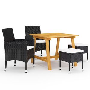 vidaXL Ensemble &agrave; manger de jardin 5 pcs Noir