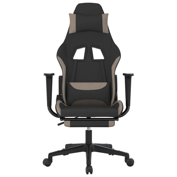 vidaXL Chaise de jeu avec repose-pied Noir et taupe Tissu