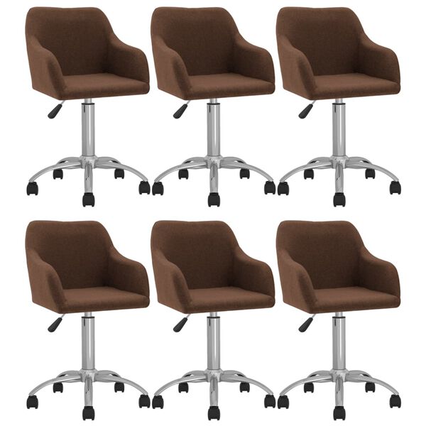 vidaXL Chaises pivotantes &agrave; manger lot de 6 marron tissu