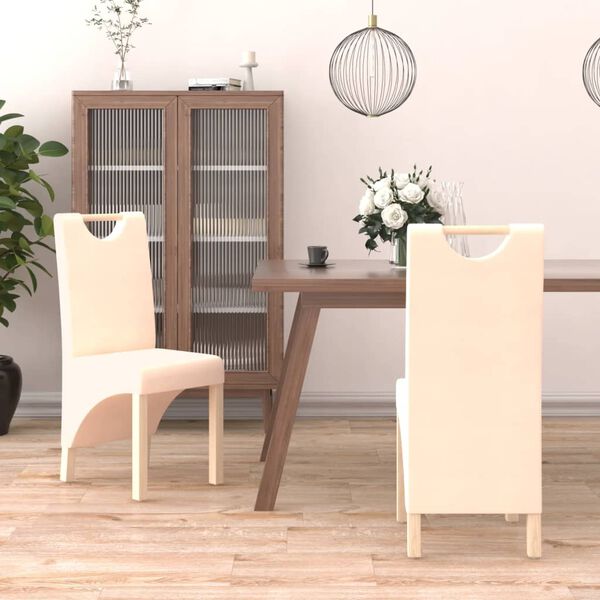 vidaXL Chaises &agrave; manger lot de 2 cr&egrave;me tissu