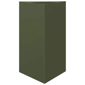 vidaXL Jardini&egrave;re vert olive triangulaire 50x43x75 cm acier