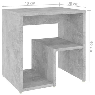 vidaXL Table de chevet gris béton 40x30x40 cm bois d'ingénierie