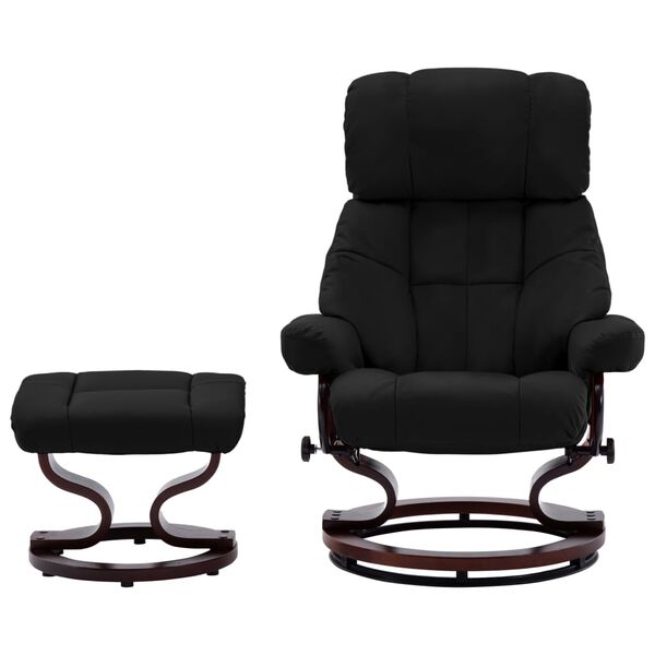 vidaXL Fauteuil inclinable et repose-pied Noir Similicuir bois courb&eacute;
