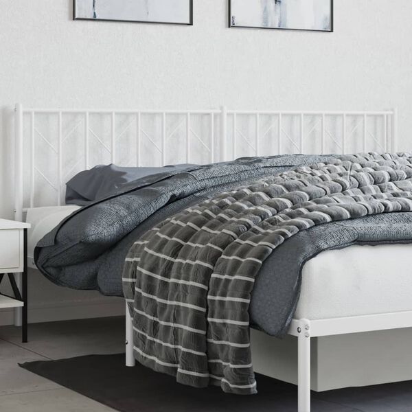 vidaXL T&ecirc;te de lit de remplacement m&eacute;tal blanc 193 cm