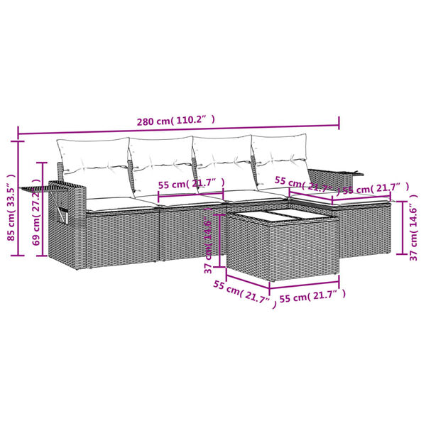 vidaXL Salon de jardin 6 pcs avec coussins noir r&eacute;sine tress&eacute;e