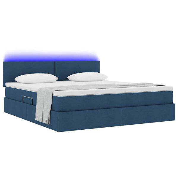 vidaXL Lit avec rangement et LED Bleu 180 x 200 cm Polyester