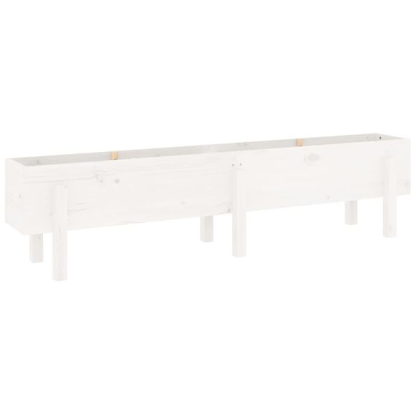 vidaXL Lit sur&eacute;lev&eacute; de jardin blanc 160x30x38 cm bois de pin massif