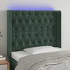vidaXL T&ecirc;te de lit &agrave; LED Vert fonc&eacute; 93x16x118/128 cm Velours