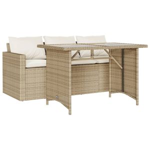 vidaXL Ensemble &agrave; manger de jardin et coussins 2 pcs beige poly rotin