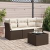vidaXL Salon de jardin 4 pcs avec coussins marron r&eacute;sine tress&eacute;e